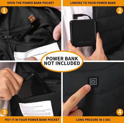 [Note: Without a Power Bank or Battery Pack] 1 Piece Unisex Clothing, Regular Size Puffer Coat, Waterproof, Slim Fit Style, Choose 1 Sizes Larger for Men, Christmas Gift For Men and Women