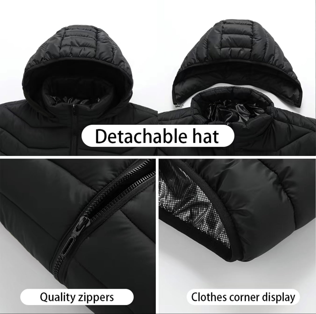 [Note: Without a Power Bank or Battery Pack] 1 Piece Unisex Clothing, Regular Size Puffer Coat, Waterproof, Slim Fit Style, Choose 1 Sizes Larger for Men, Christmas Gift For Men and Women
